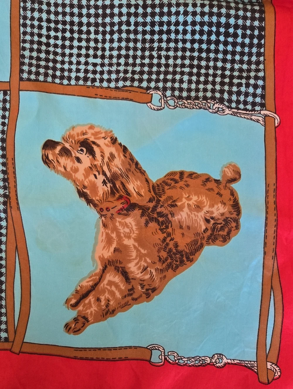 27 X 27 Square Vintage Dog Scarf Double Sided Red & Blue